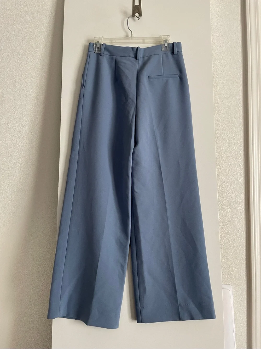S: ZARA High Rise Wide Leg Trousers Pants Sky Blue NWT - Picture 2 of 8